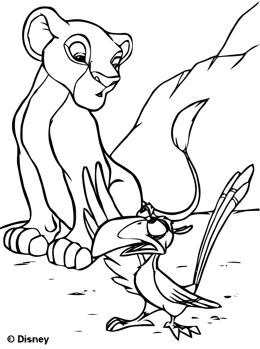 Coloriage pour enfants du Roi Lion avec Rafiki le vieux singe