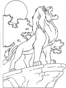 Le cri de Simba (Coloriage de Le Roi Lion)