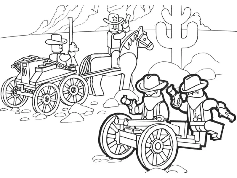 Legos Cow Boy (Coloriage à imprimer pour enfants)
