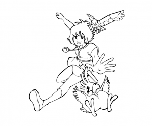 Esteban prêt à l'action ! (Coloriage de Les Mystérieuses Cités d'or)