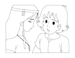 Zia avec son ami Esteban (Coloriage de Les Mystérieuses Cités d'or)