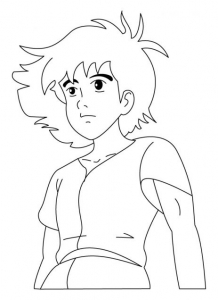 Esteban, les cheveux dans le vent (Coloriage de Les Mystérieuses Cités d'or)