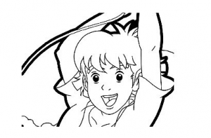 Le héros du dessin animé, avec le style de la nouvelle série de 2012 (Coloriage de Les Mystérieuses Cités d'or)