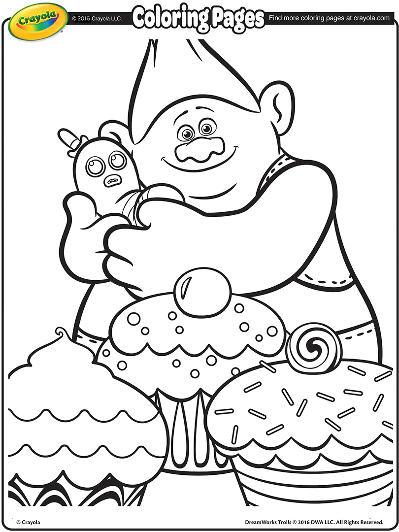 Poppy part en vadrouille (Coloriage de Les Trolls à imprimer pour enfants)