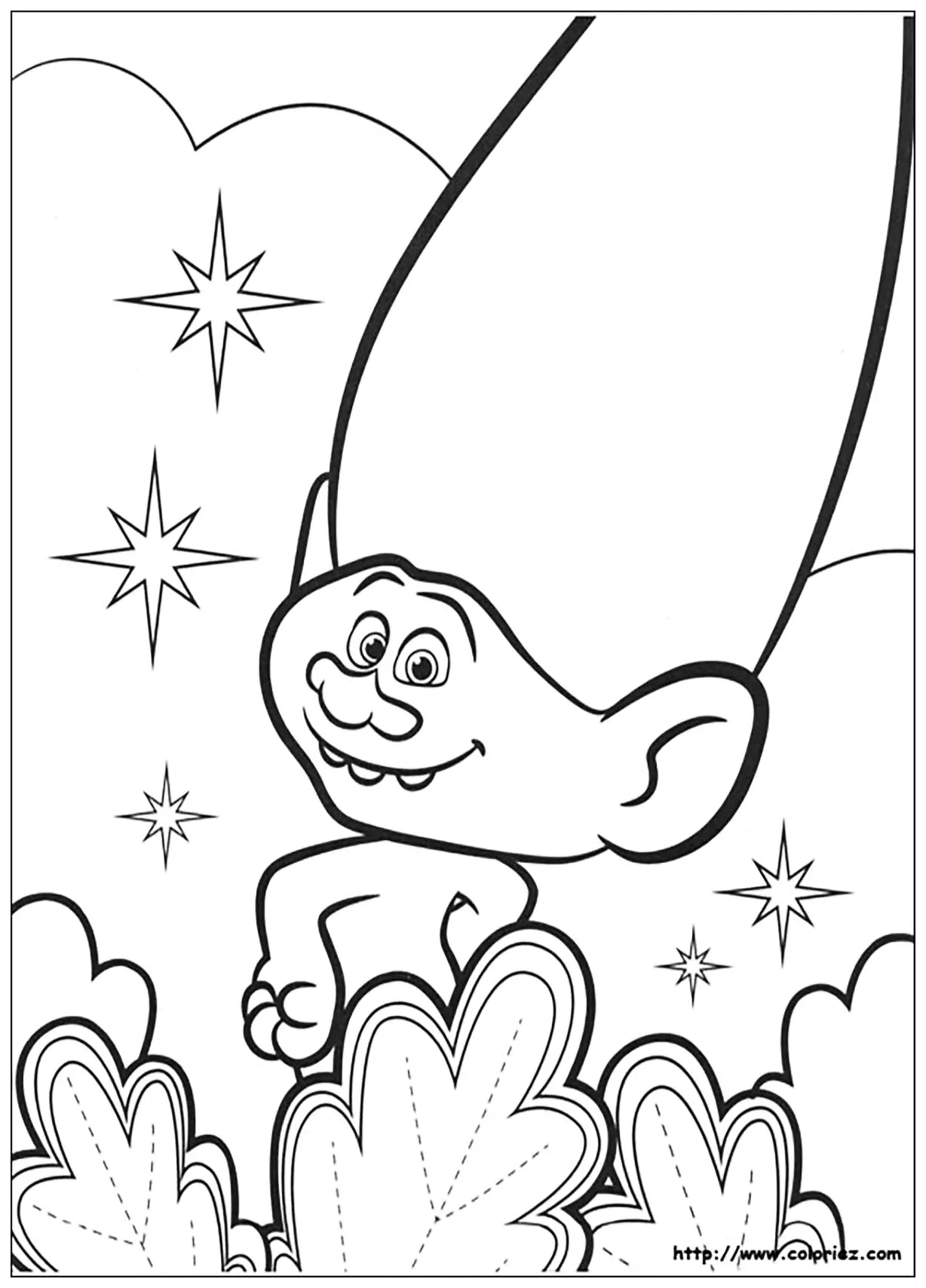 Branche avec des étoiles (Coloriage de Les Trolls à imprimer pour enfants)