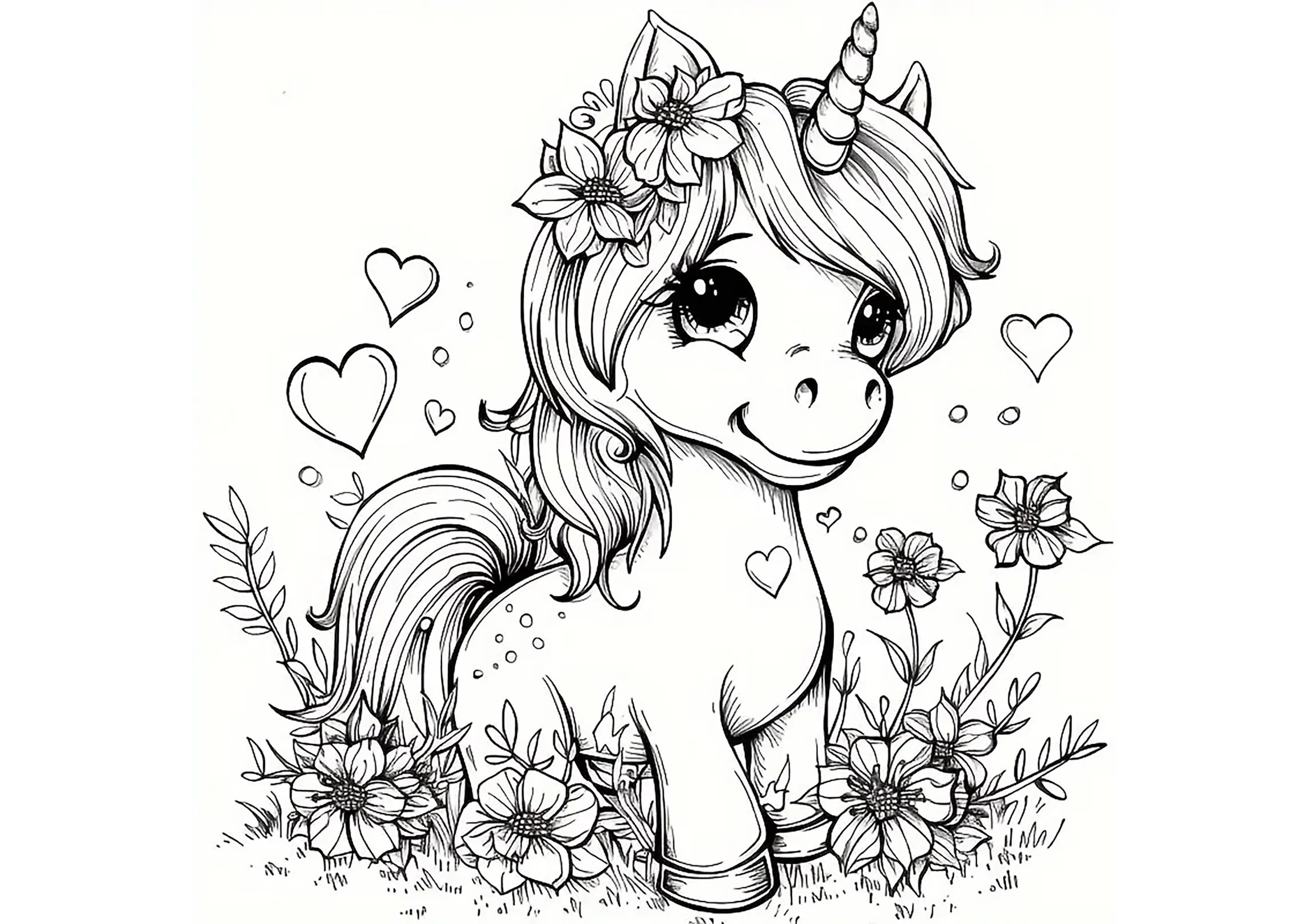 Jolie pettie licorne (Coloriage à imprimer pour enfants)