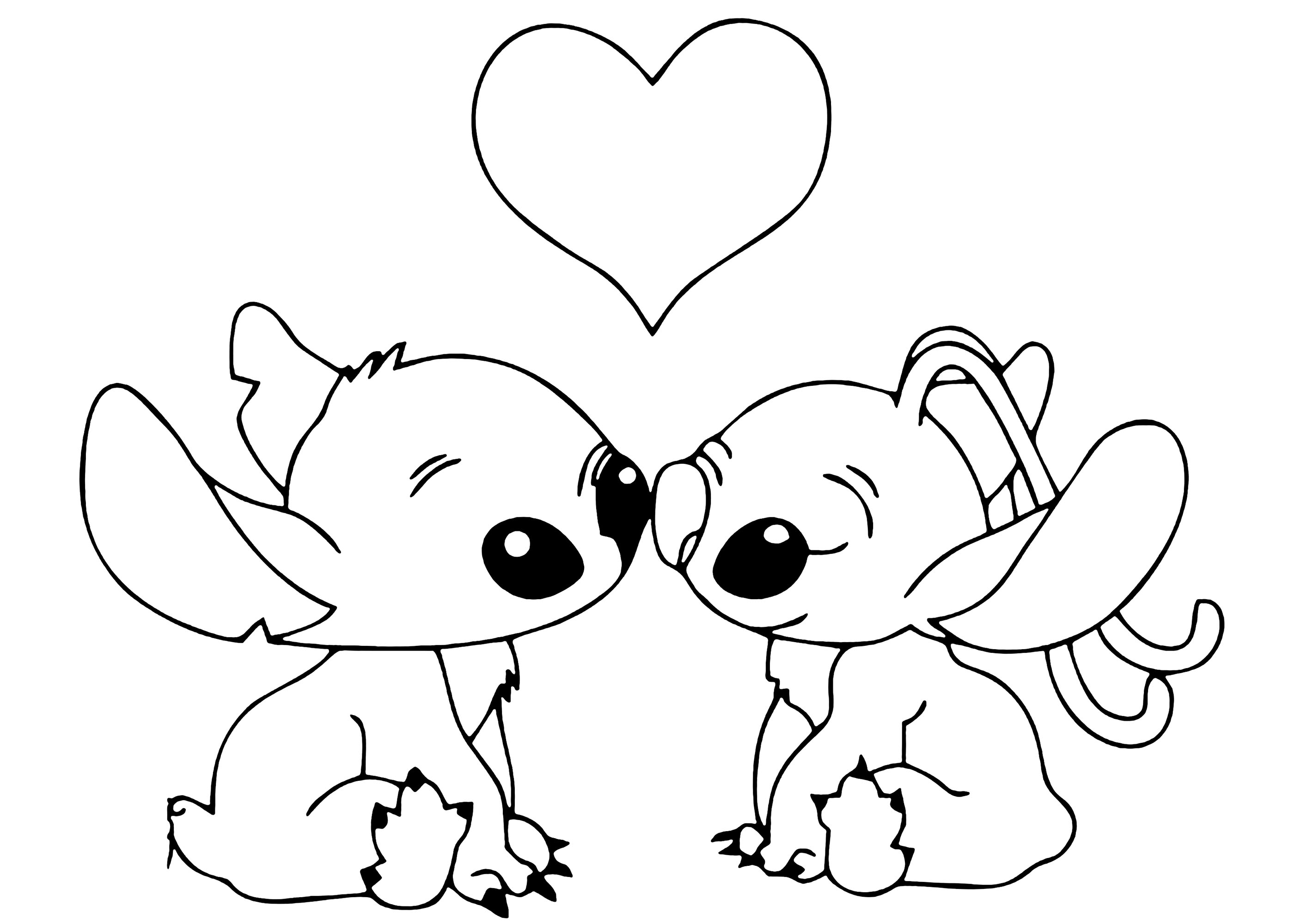 Stitch Et Angel Avec Un Gros Coeur Coloriages De Lilo Et Stich Imprimer Stitch Et Angel Avec Un Gros Coeur Coloriages De Lilo Et Stich Imprimer