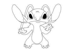 Angel avec des traits fins (Coloriage de Lilo et Stich)