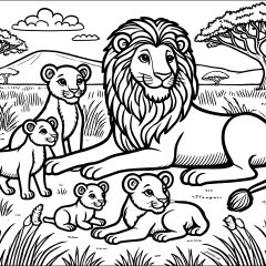 Coloriages de Lion à imprimer pour enfants