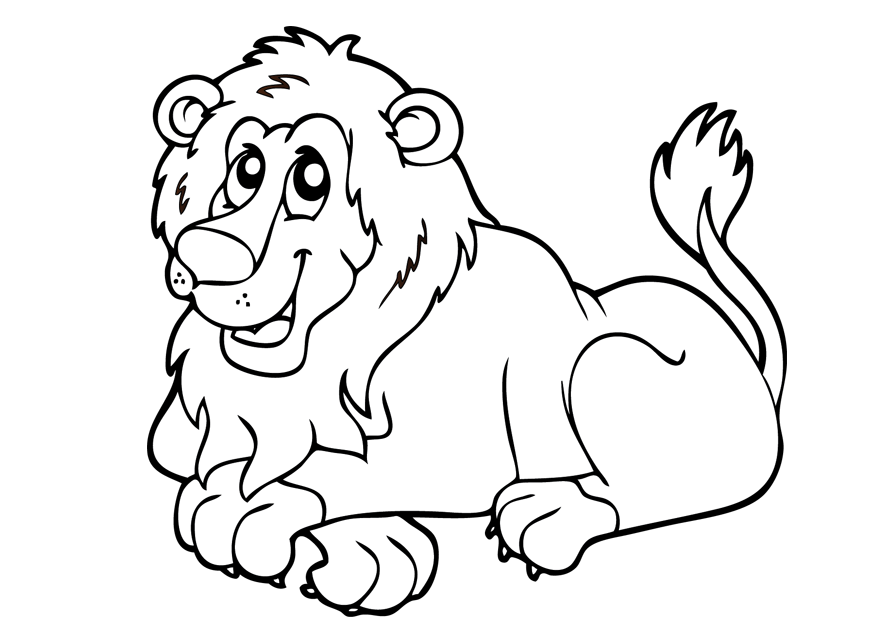 Coloriage d'un petit lion souriant