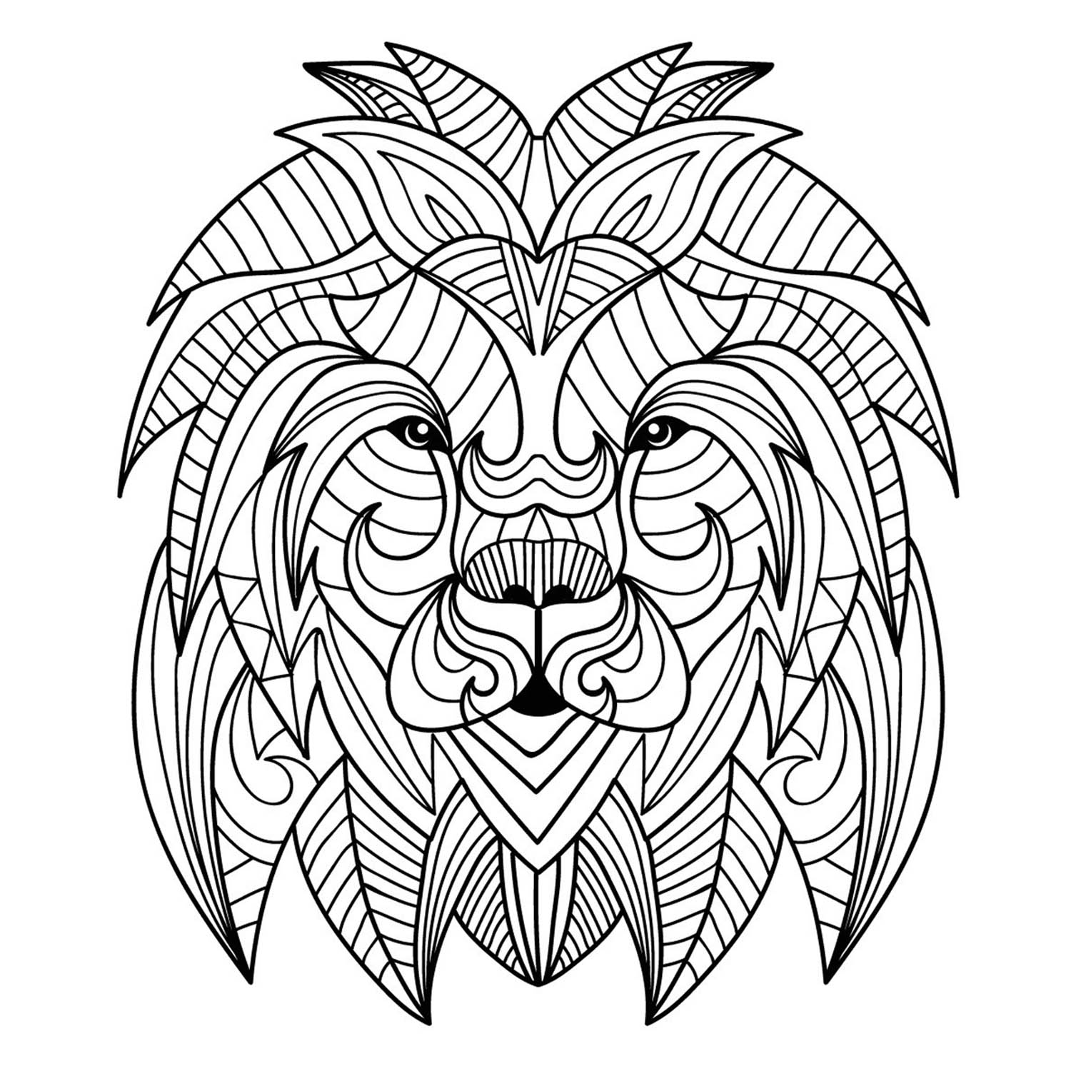 Une jolie tête de lion dans le style mandala, sans fond