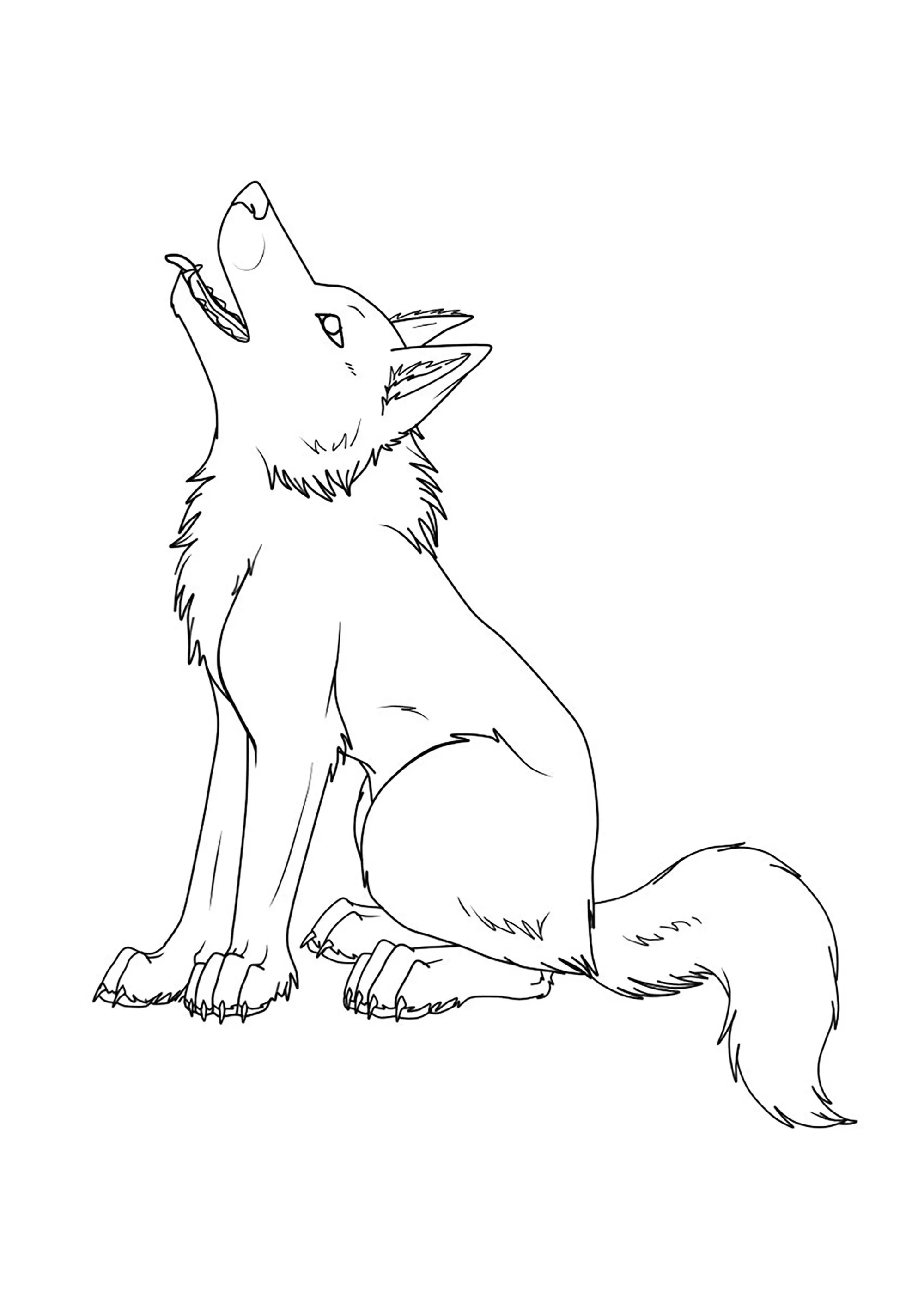 Le cri du loup (Coloriage à imprimer pour enfants)