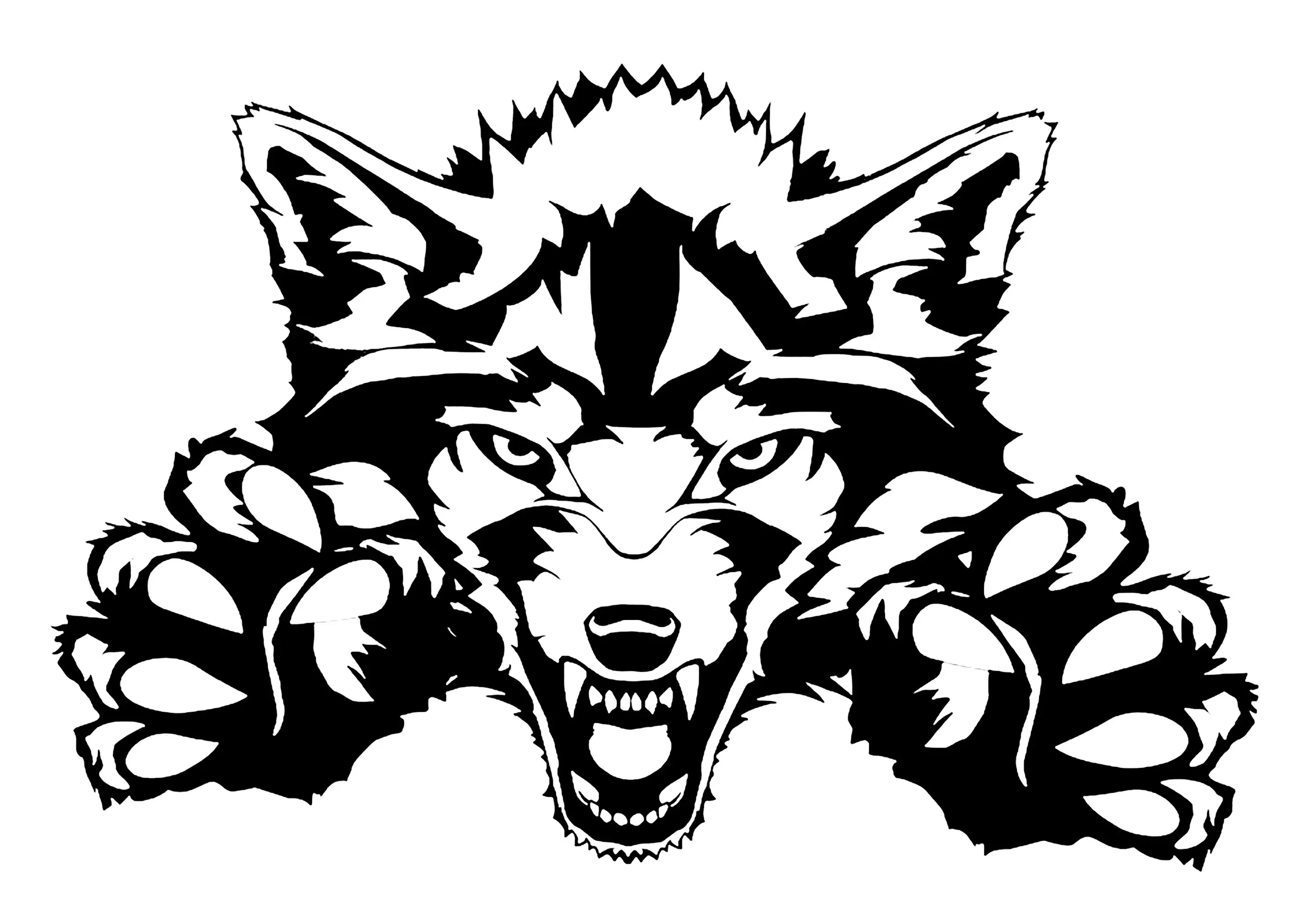 Loup féroce prêt à surgir (Coloriage à imprimer pour enfants)