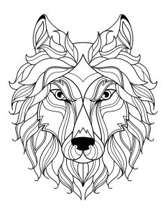 Coloriage gratuit tete de loup simple