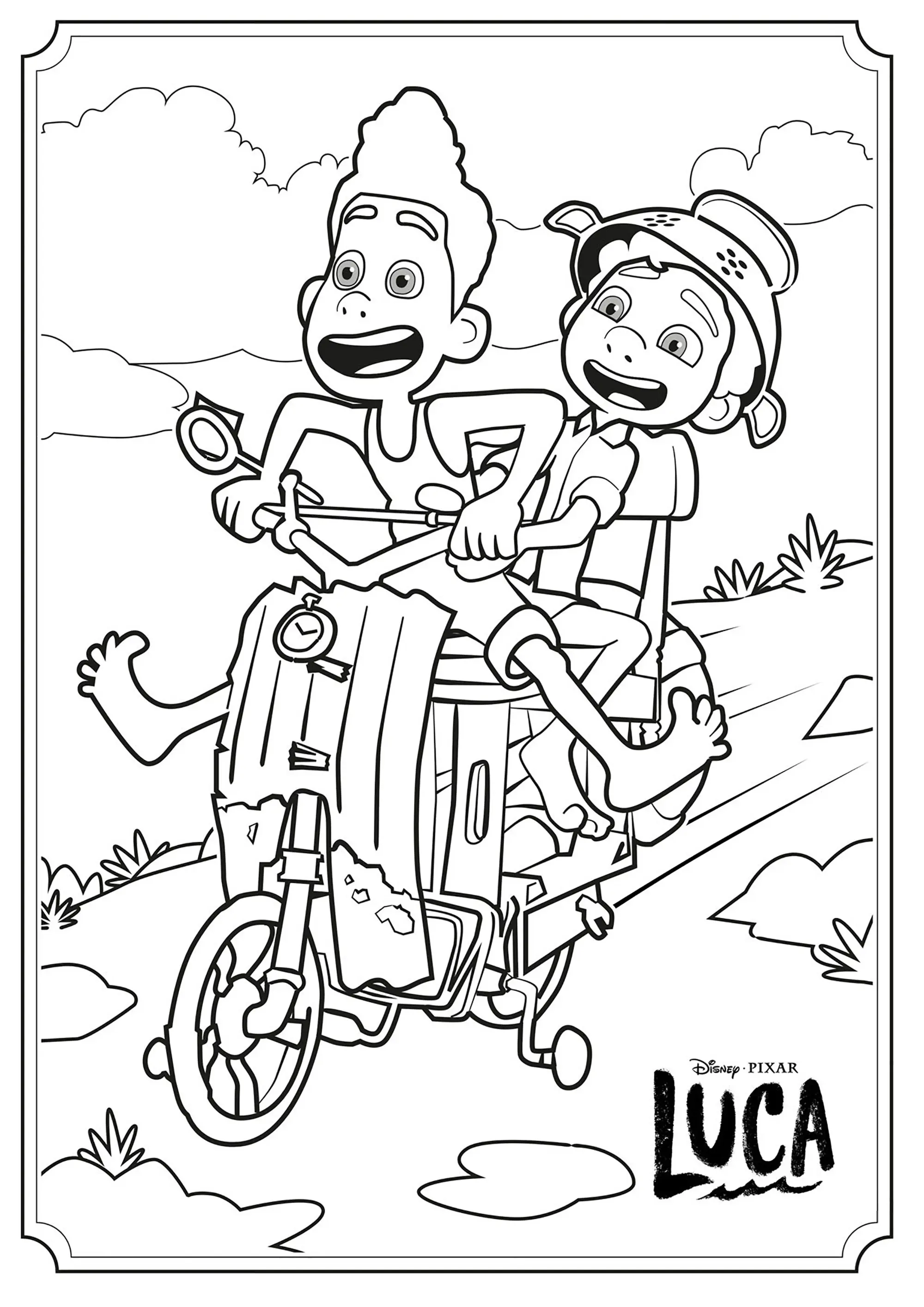Luca et son ami (Coloriage à imprimer pour enfants)