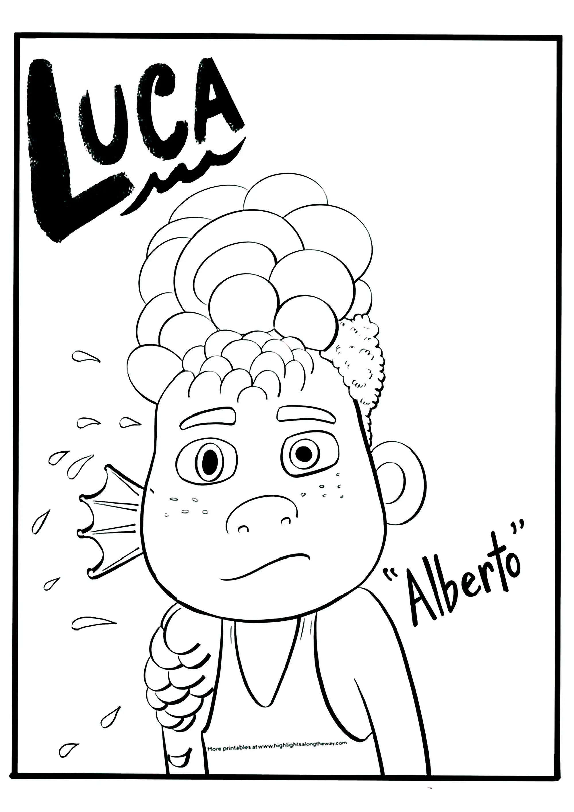 Alberto se transforme (Coloriage de Luca à imprimer pour enfants)