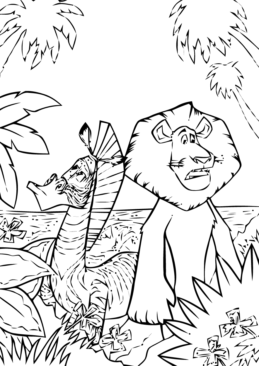 Alex le lion dans un simple coloriage