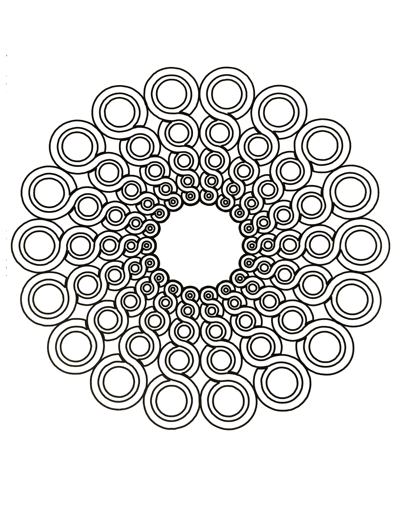 Facile mandala circulaire (Coloriage à imprimer pour enfants)