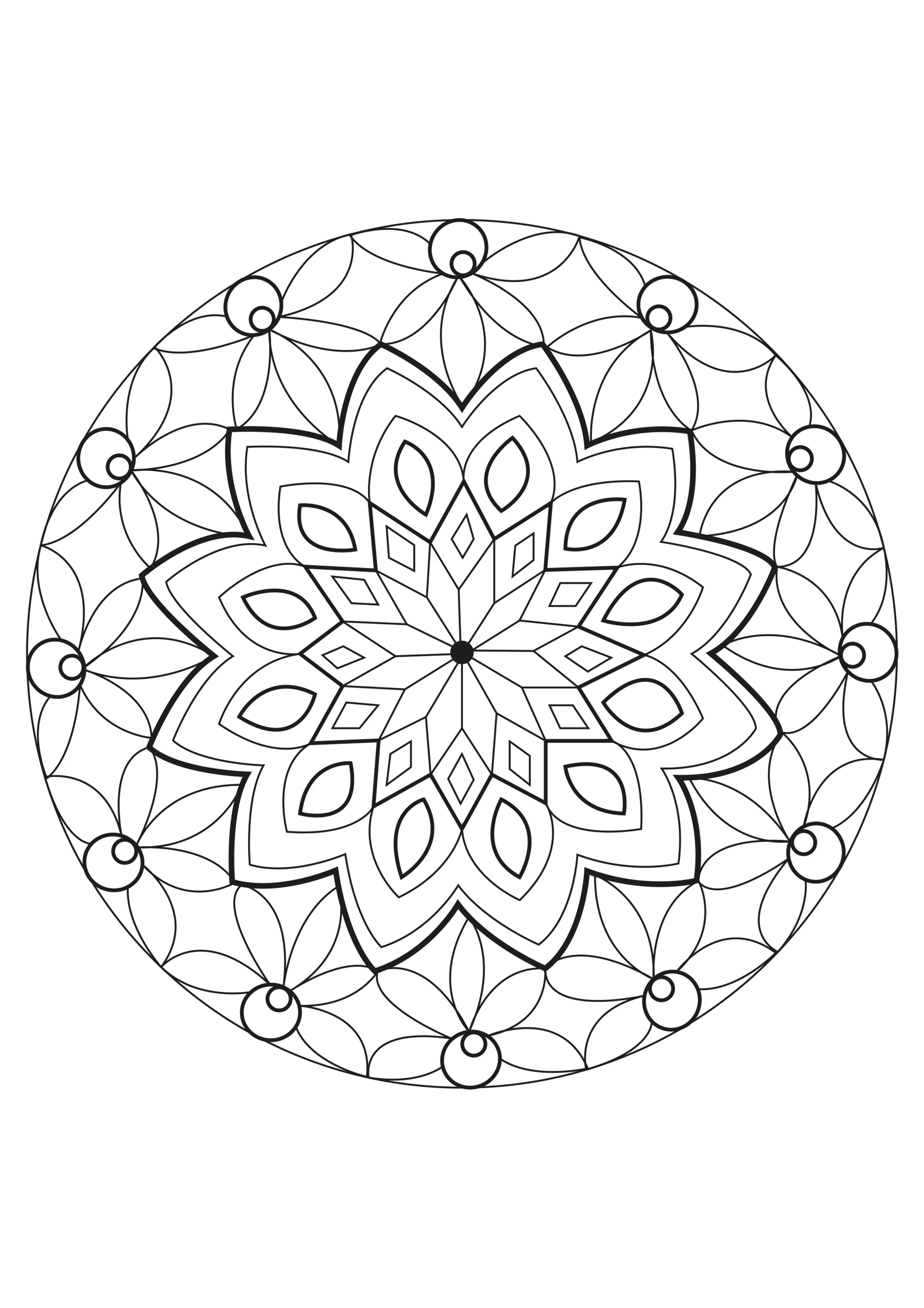 Facile mandala magique (Coloriage à imprimer pour enfants)