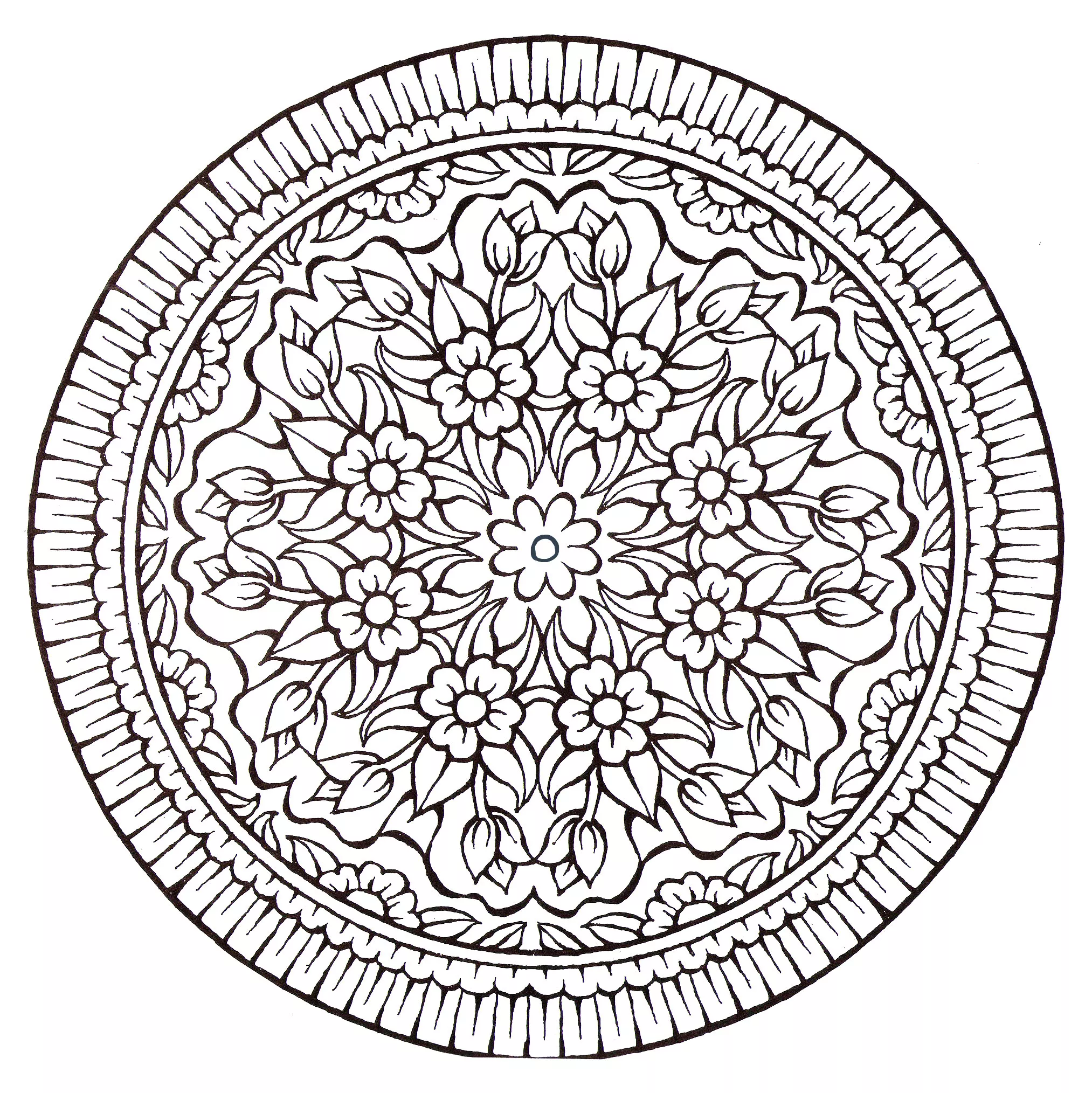 Facile mandala vintage (Coloriage à imprimer pour enfants)