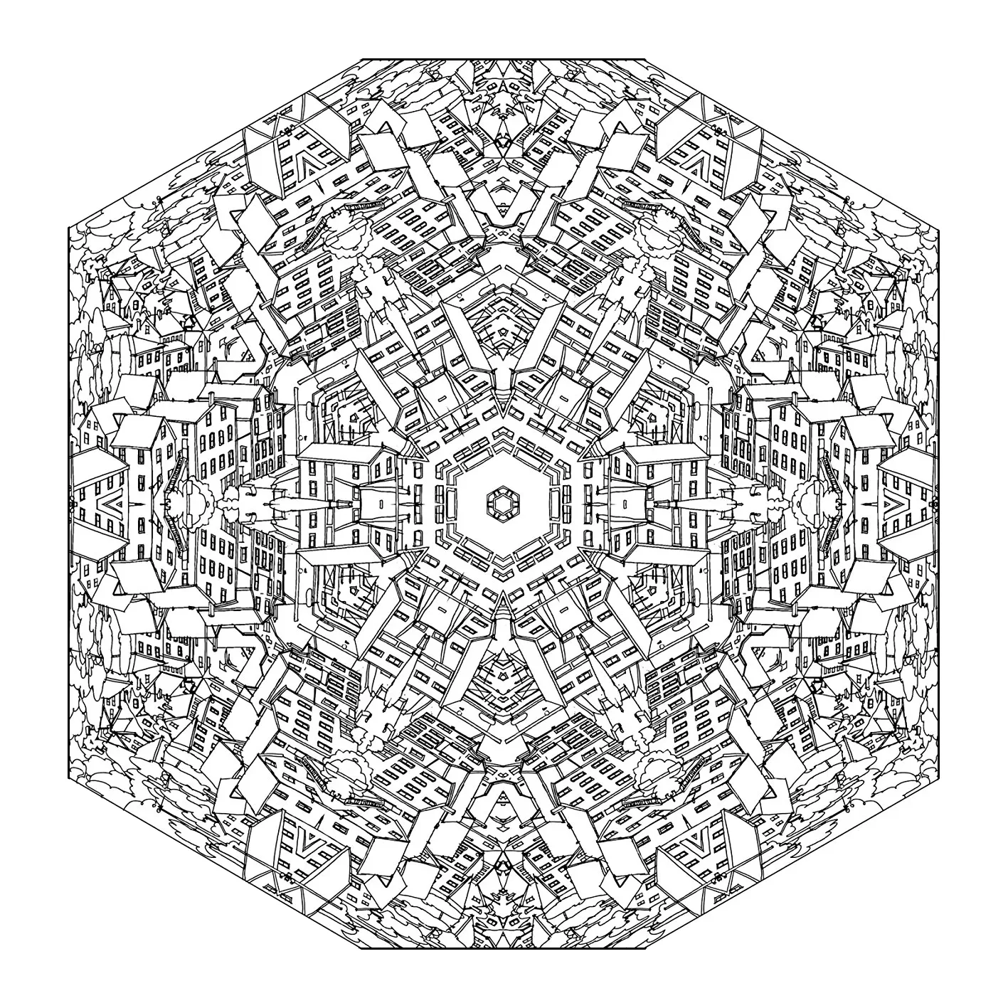 Mandala ville (Coloriage à imprimer pour enfants)
