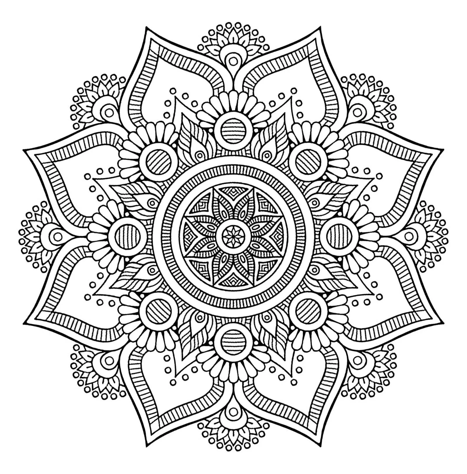 Jolie fleur Mandala (Coloriage à imprimer pour enfants)