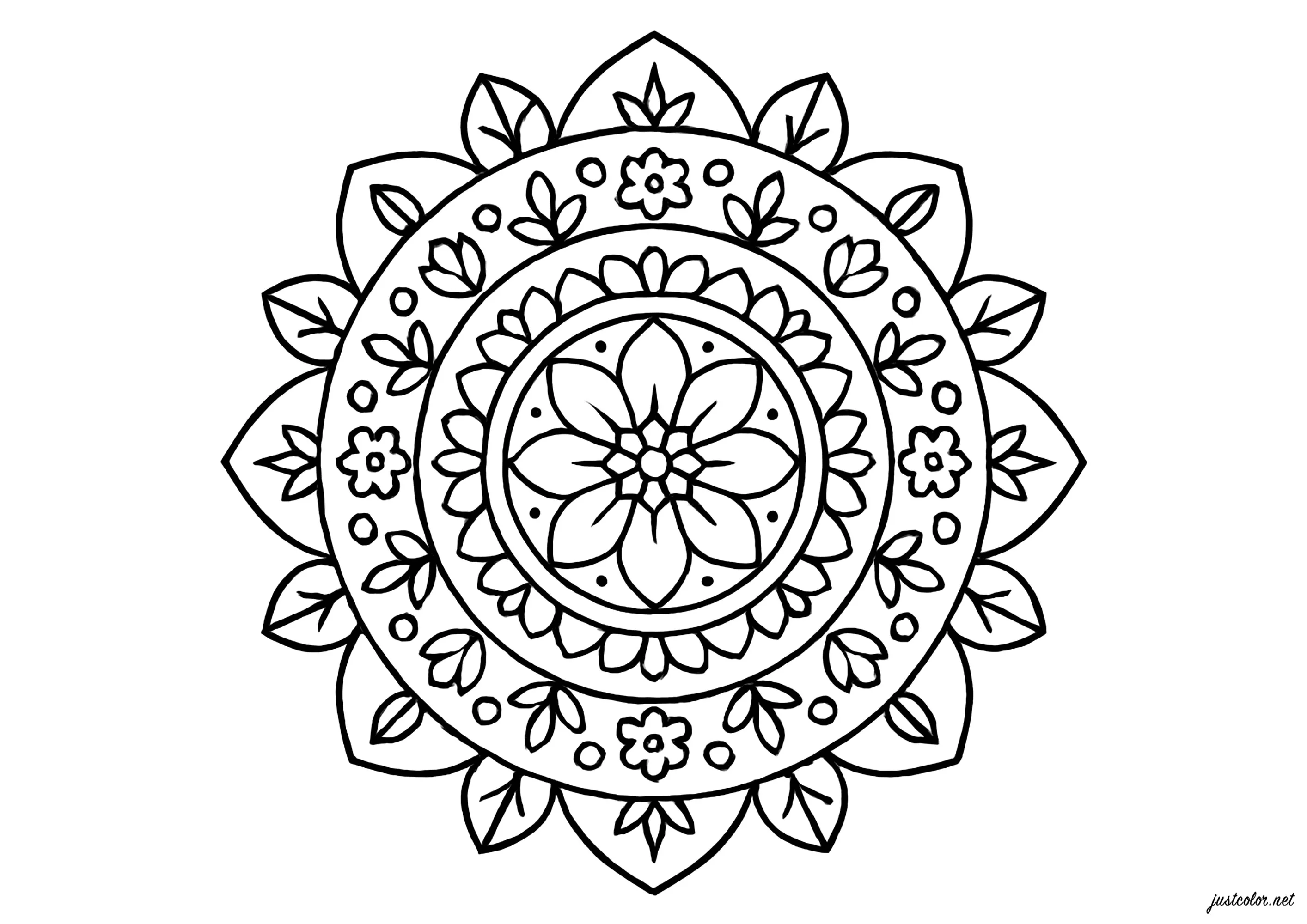 Mandala naturel (Coloriage à imprimer pour enfants)