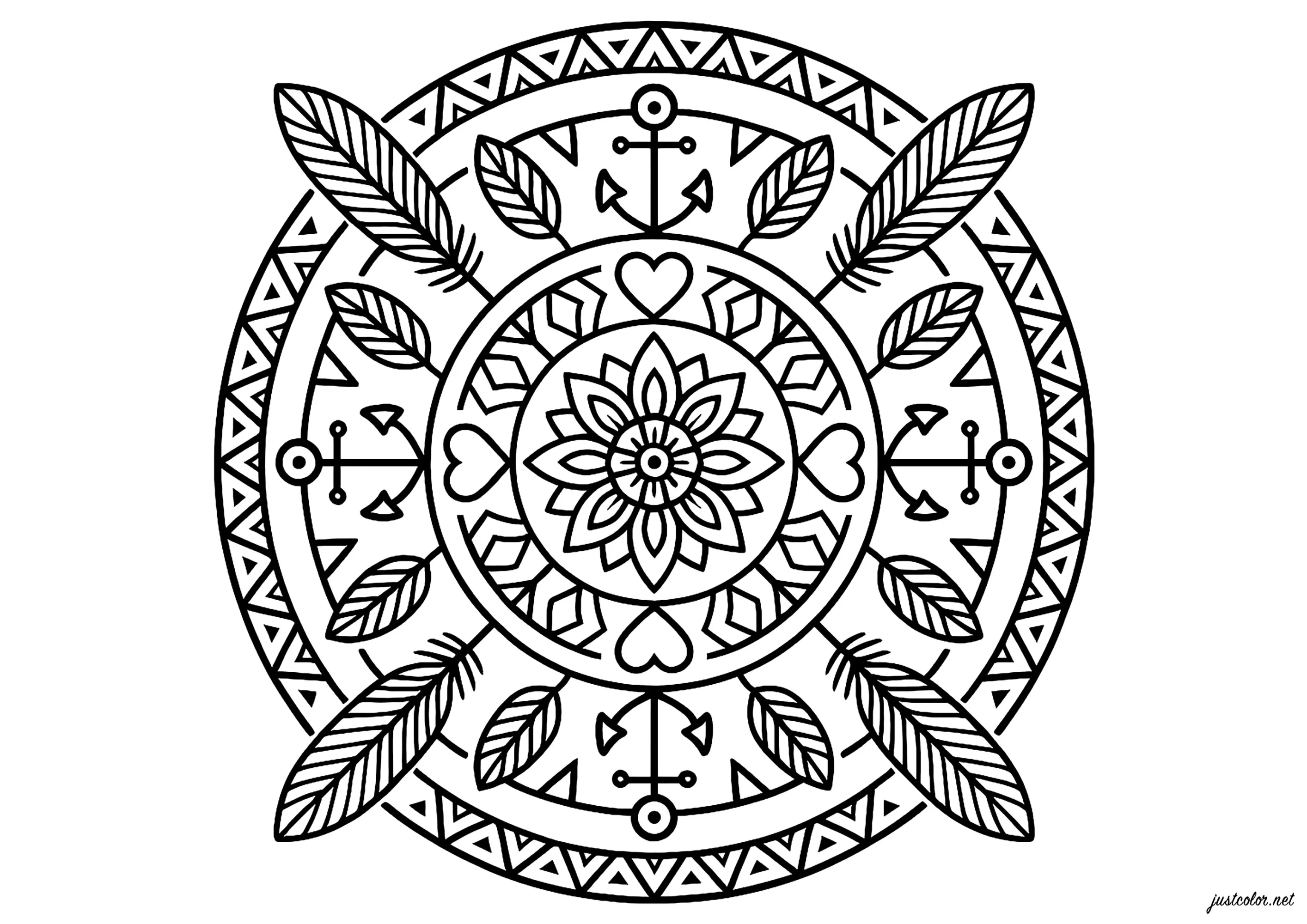 Mandala Tatouage Géométrique (Coloriage à imprimer pour enfants)