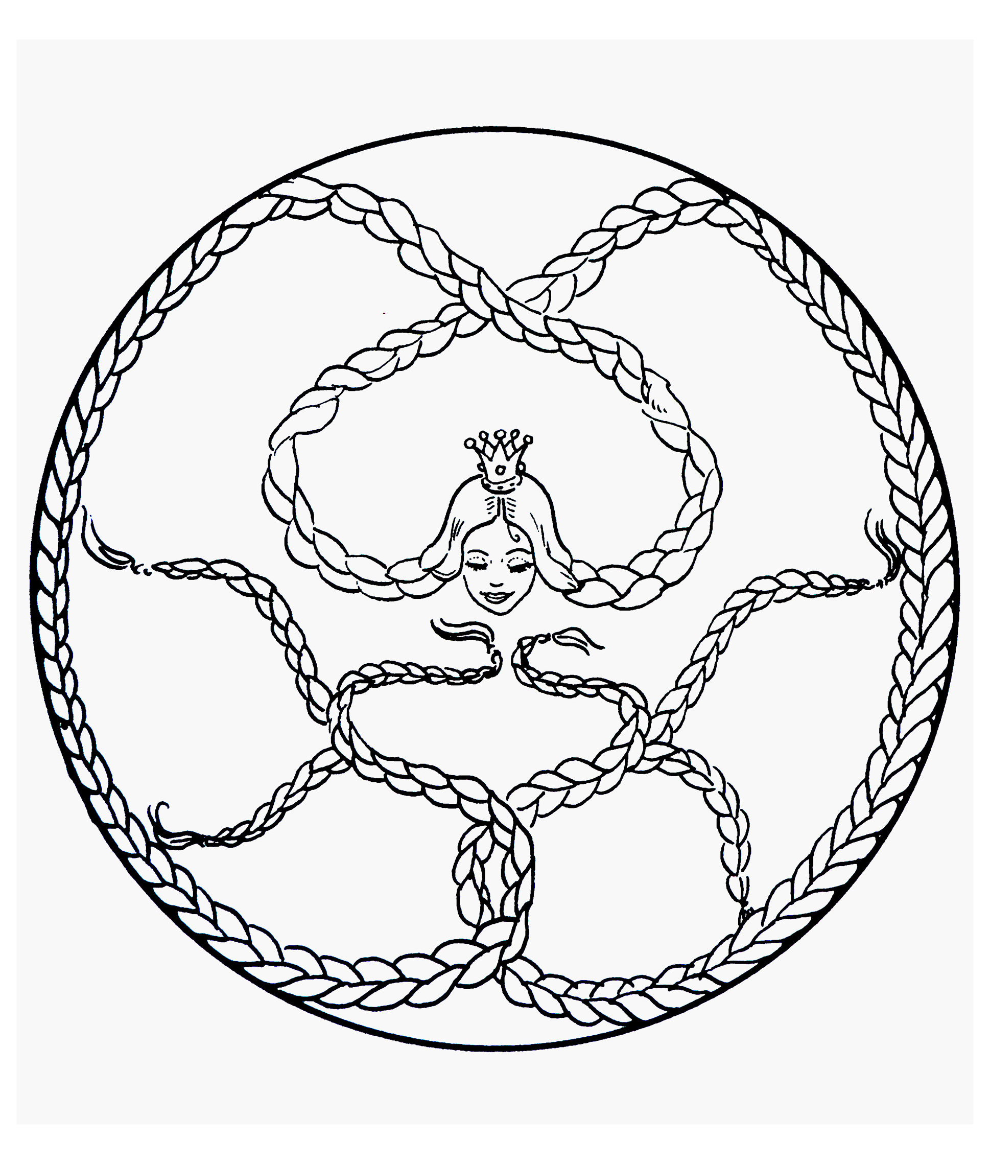 Mandala de Raiponce (Coloriage à imprimer pour enfants)