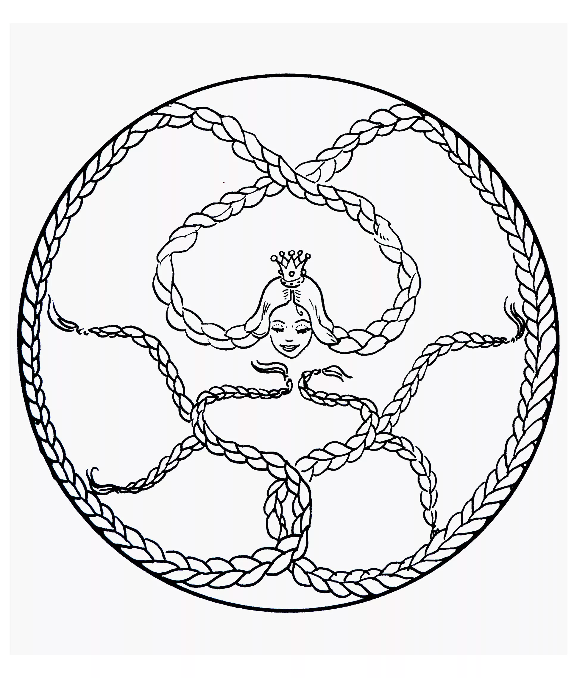 Mandala de Raiponce (Coloriage à imprimer pour enfants)