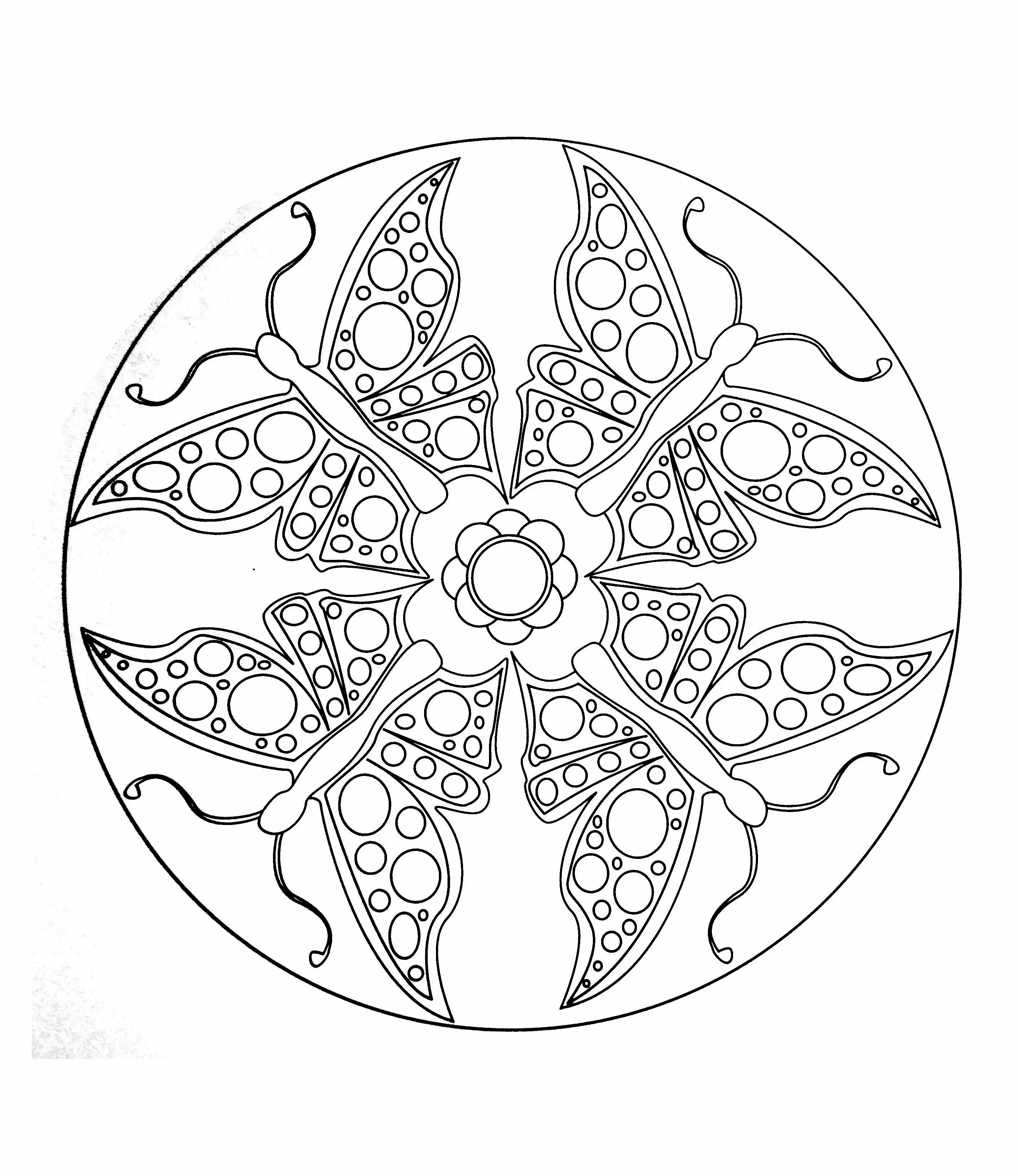 Quatre papillons (Coloriage de Mandalas à imprimer pour enfants)