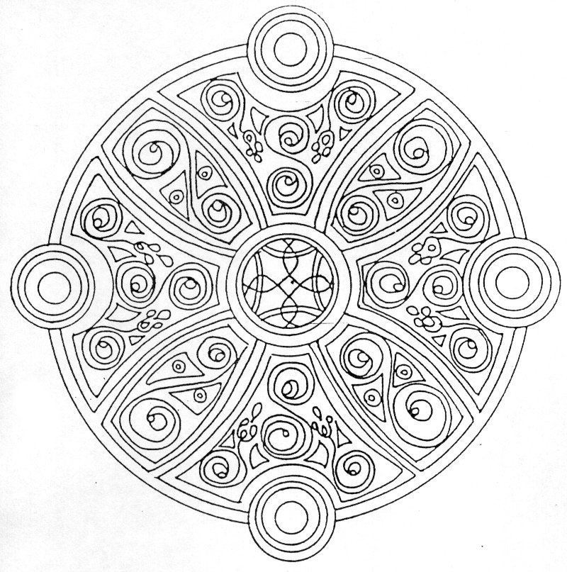 Mandala dessiné très finement, à colorier
