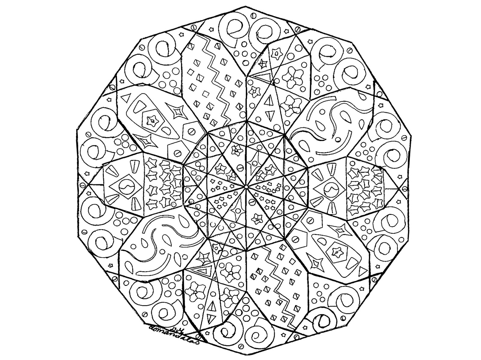 Mandala abstrait - Mandalas - Coloriages faciles pour enfants