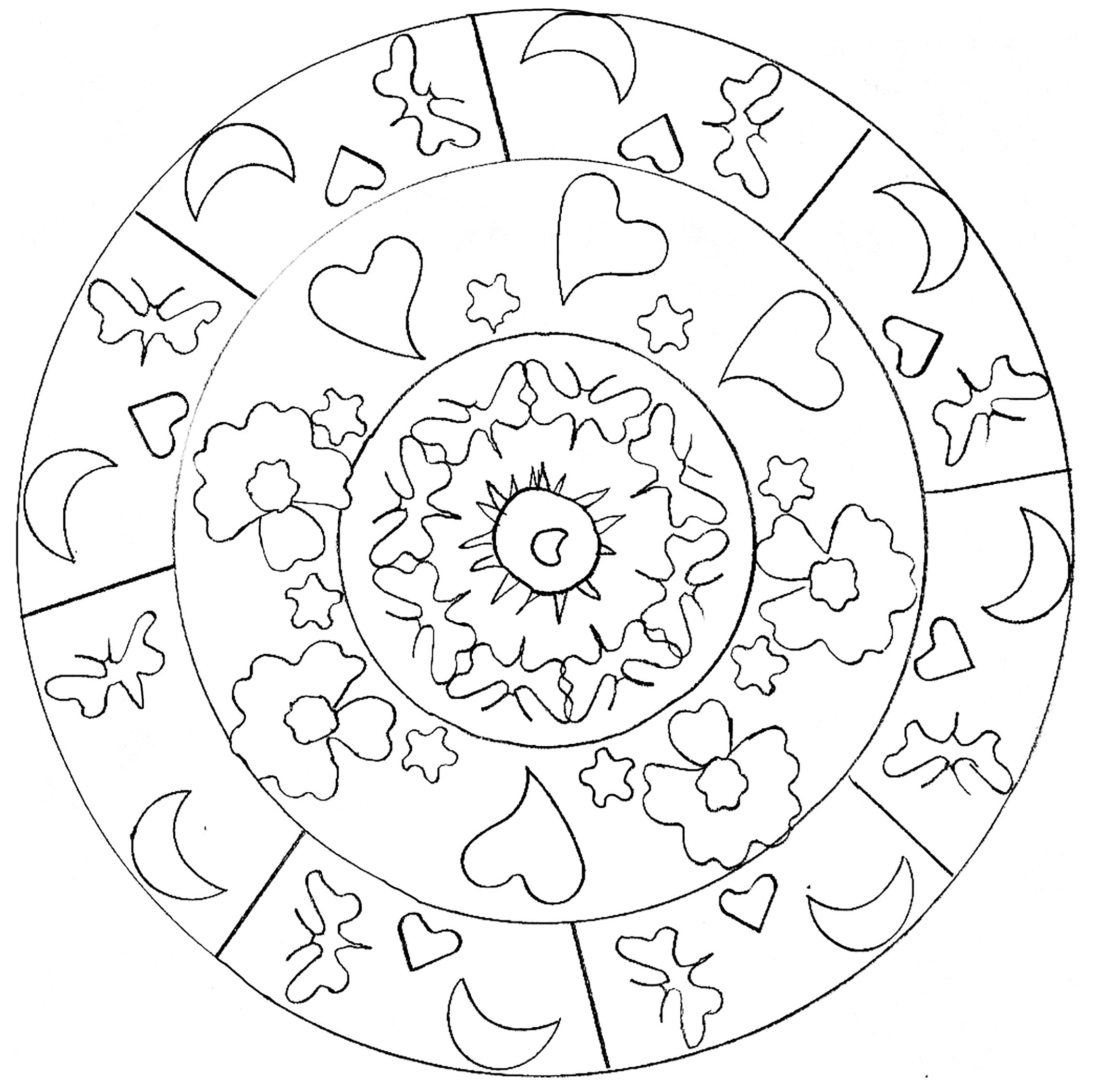 Mandala coeurs et lune par domandala - 13