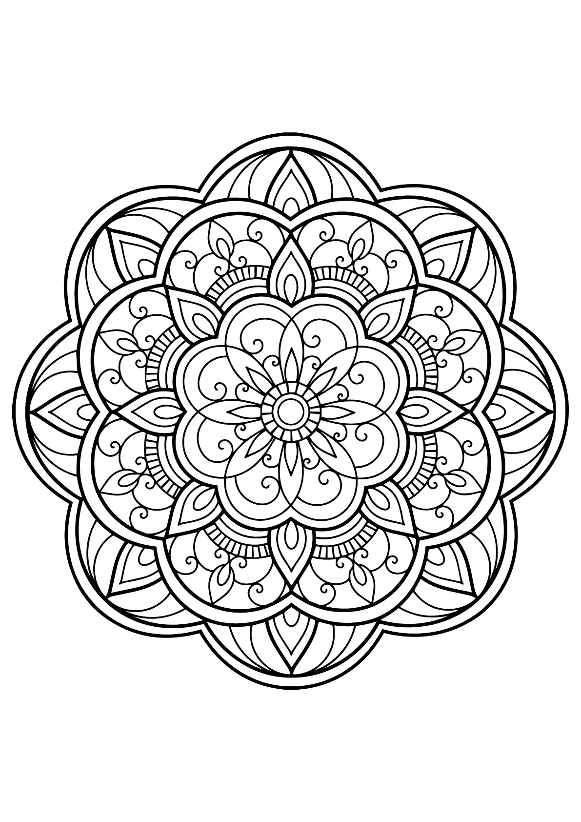 Mandala complexe livre gratuit - 14 (Coloriage à imprimer pour enfants)