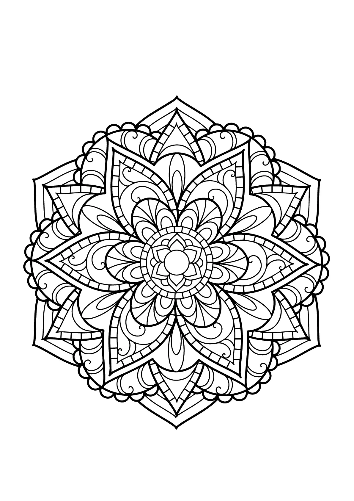 Mandala complexe livre gratuit - 15 (Coloriage à imprimer pour enfants)