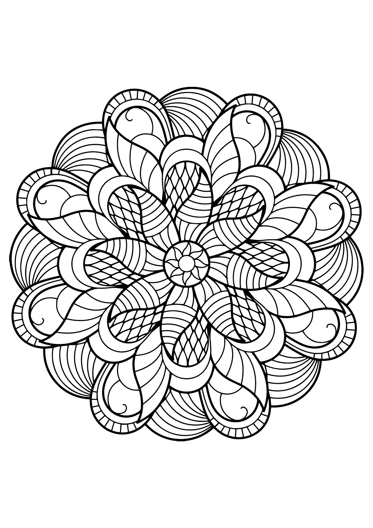 Mandala complexe tiré d'un livre de coloriages gratuit