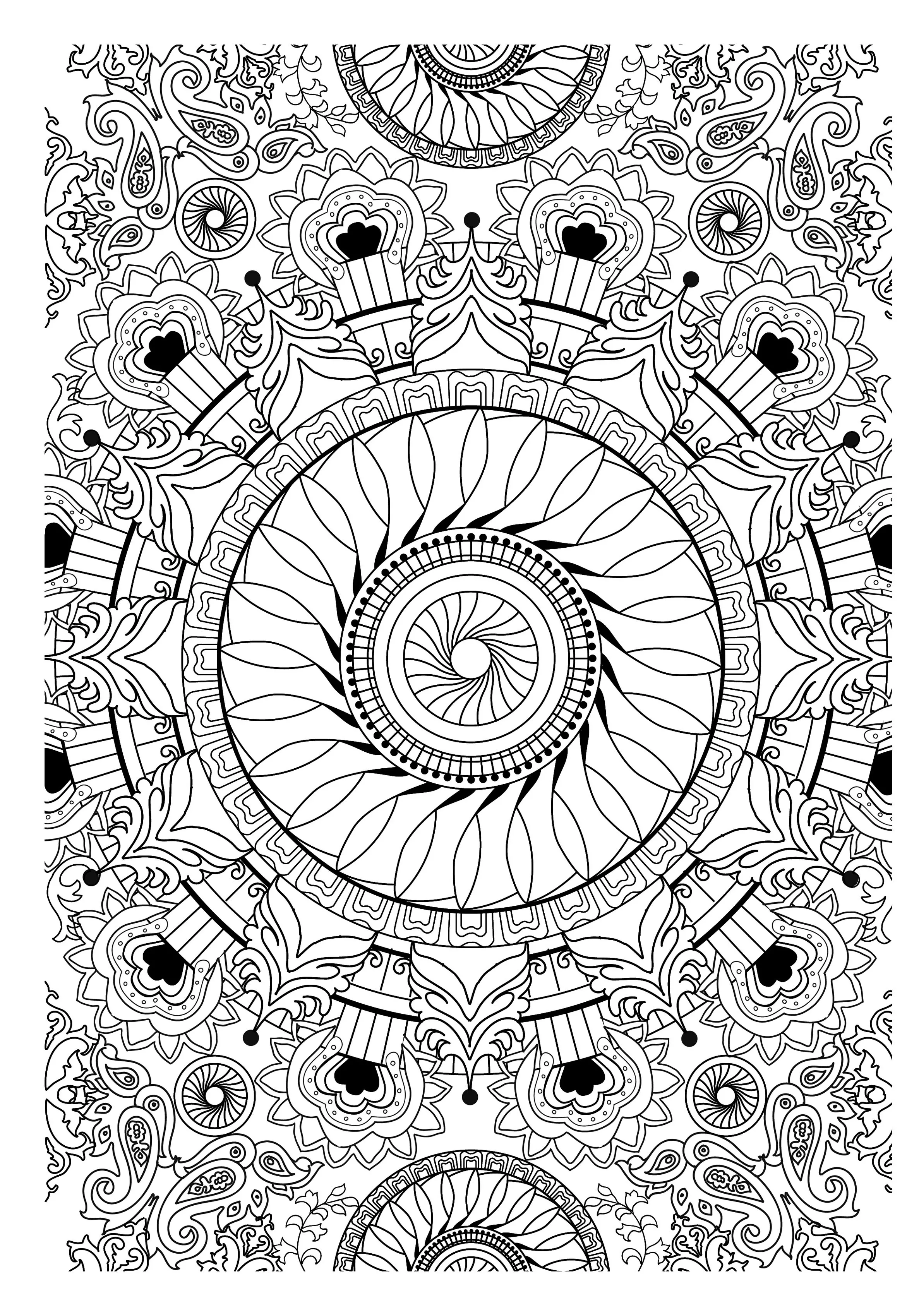Mandala complexe vegetal (Coloriage à imprimer pour enfants)