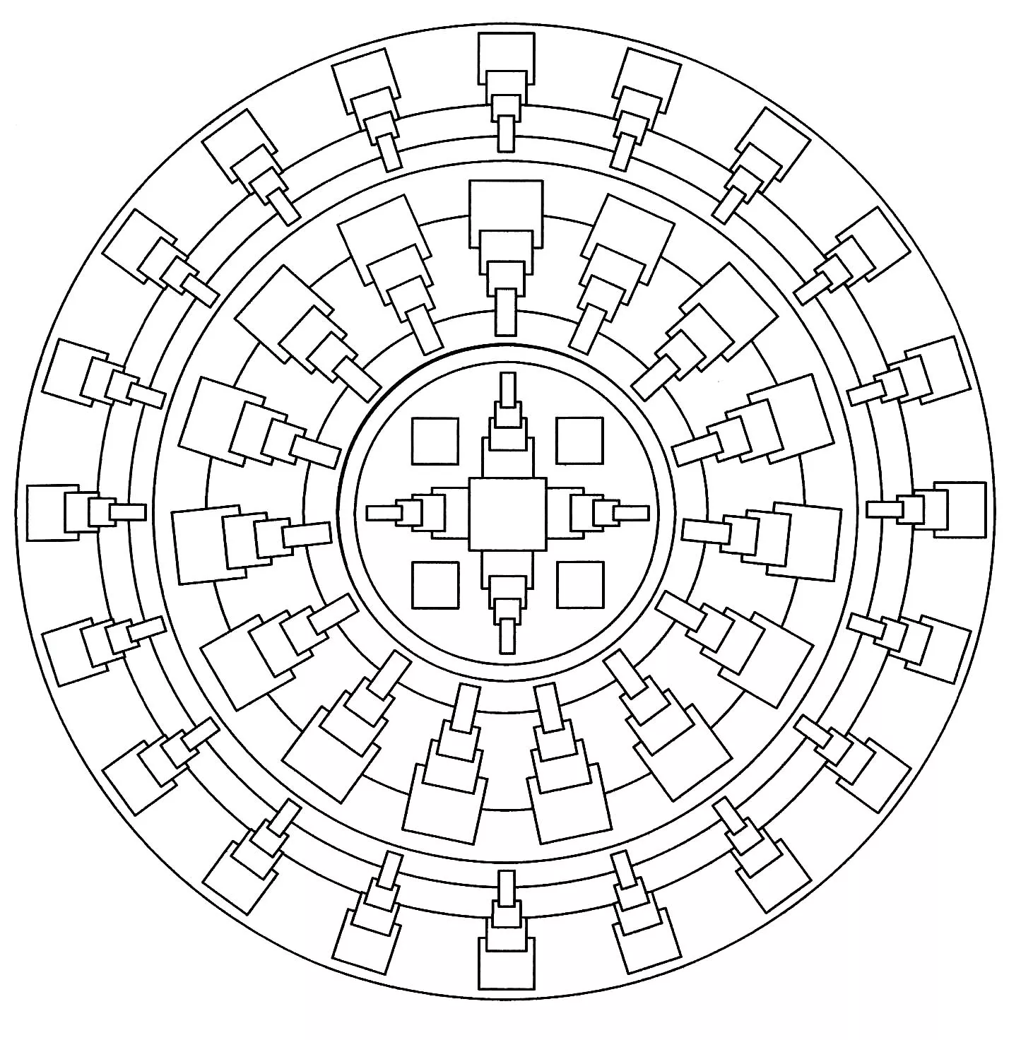 Mandala géométrique - 1 (Coloriage à imprimer pour enfants)