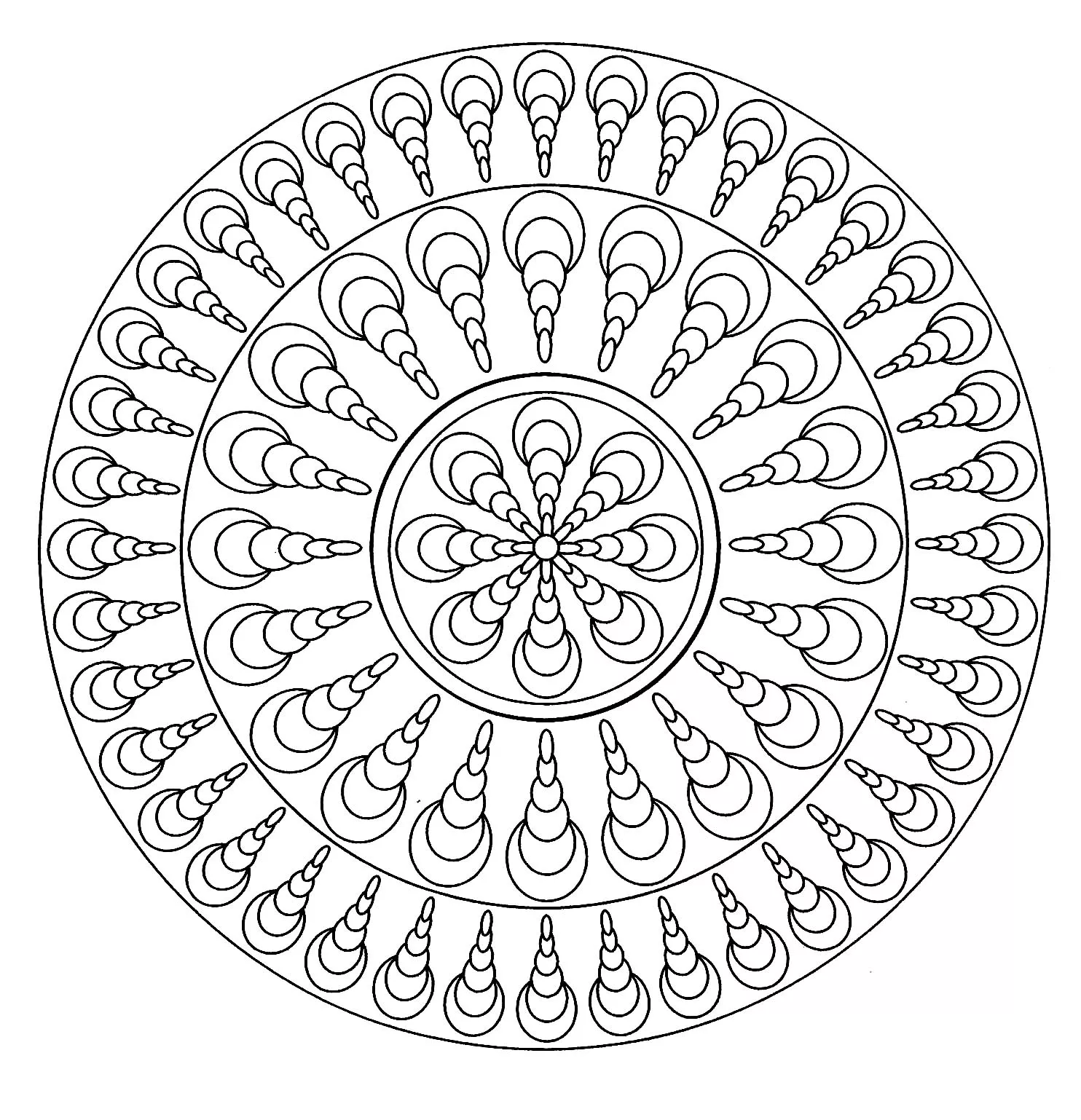 Mandala géométrique - 4 (Coloriage à imprimer pour enfants)