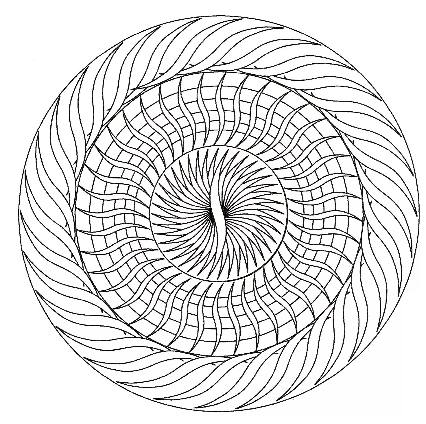 Mandala géométrique - 5 (Coloriage à imprimer pour enfants)