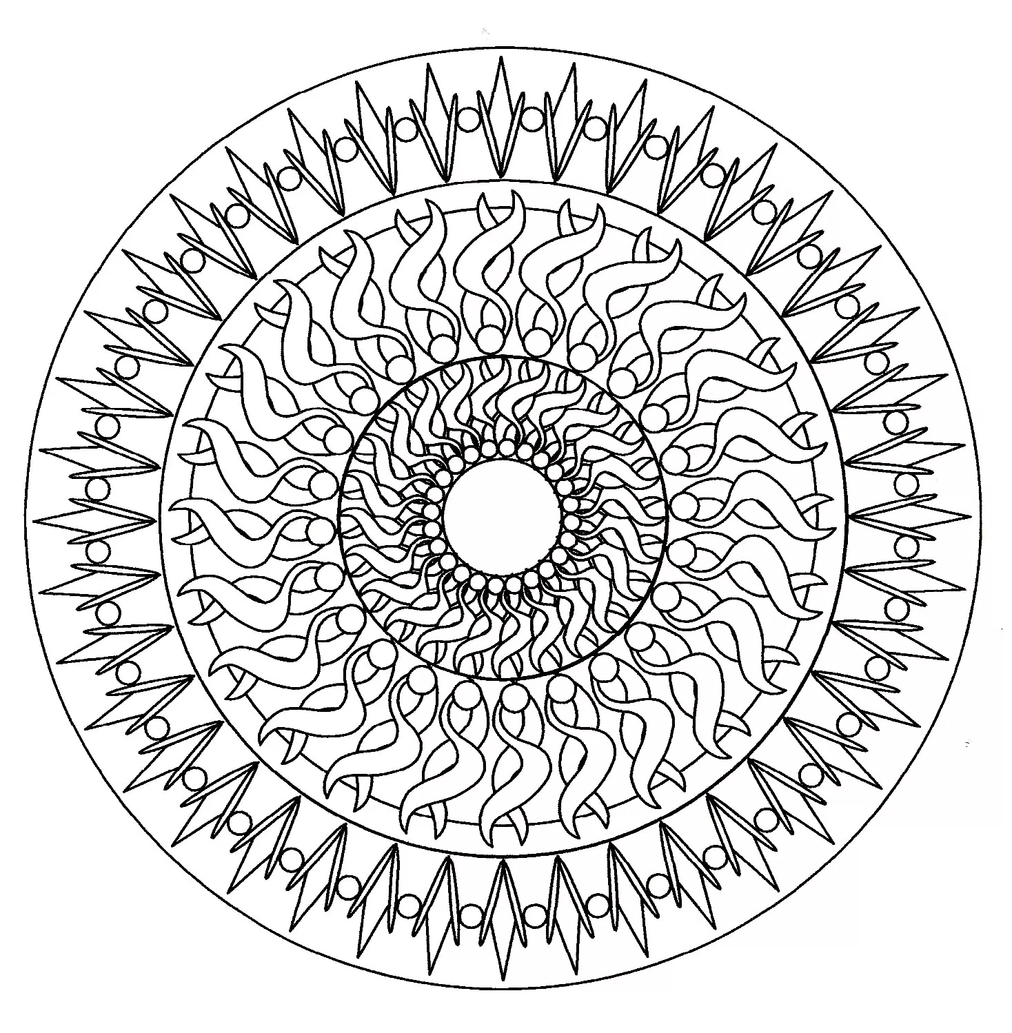 Mandala géométrique - 6 (Coloriage à imprimer pour enfants)