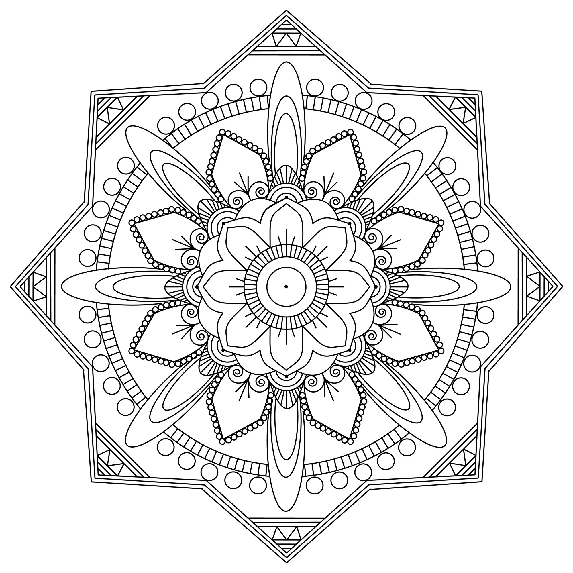 Mandala très fin et complexe (Coloriage à imprimer pour enfants)