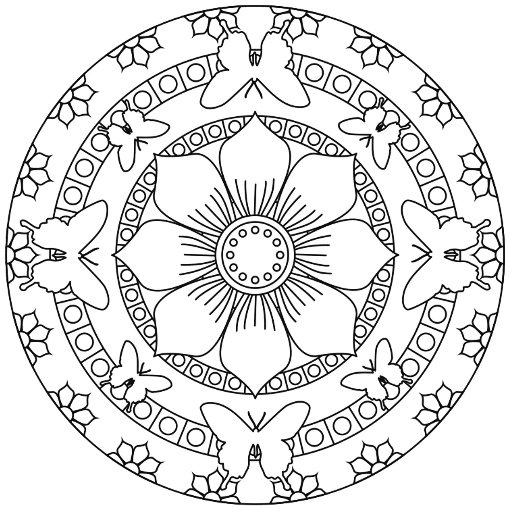 Fleurs (Coloriage de Mandalas à imprimer pour enfants)