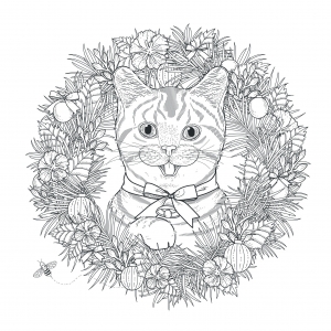 Coloriage facile mandala chaton