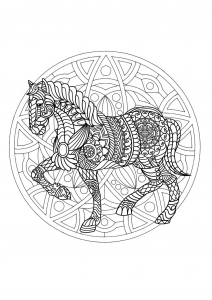 Coloriage mandala gratuit cheval