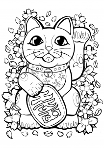 Maneki Neko à colorier