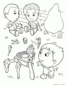 Coloriage de Many et ses outils à imprimer pour enfants