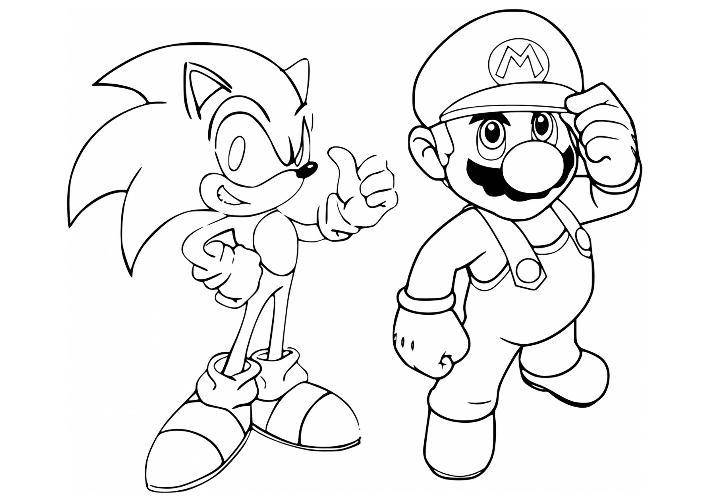Mario & Sonic (Coloriage de Super Mario Bros. à imprimer pour enfants)