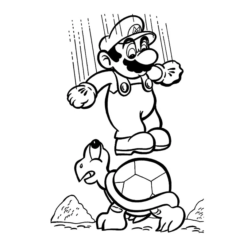 Dessin inspiré des aventures de Mario (Coloriage de Super Mario Bros. à imprimer pour enfants)